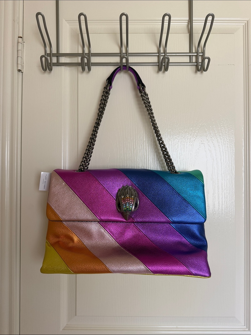 Kurt Geiger Multicolor Metallic Chevron Shoulder Bag